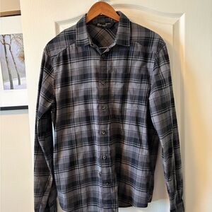 Under Armour Charcoal and Black Checkered Shirt - Mens Medium